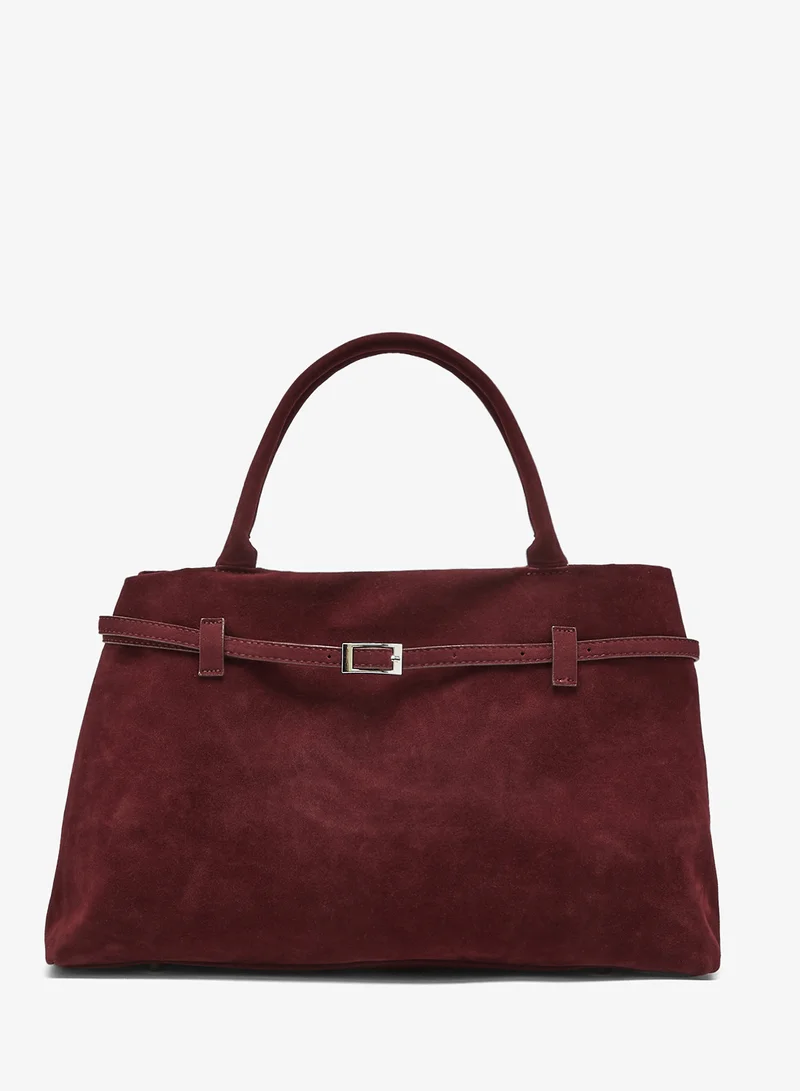 ايلا حقيبة توت من جلد السويد مع إبزيم